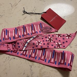 Valentino printed bandeau scarf twilly al campione shadow pink 💕